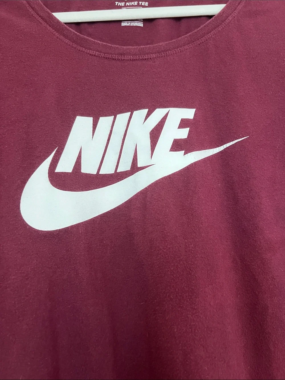 Nike Women's Burgundy Short Sleeve Tee with White Logo